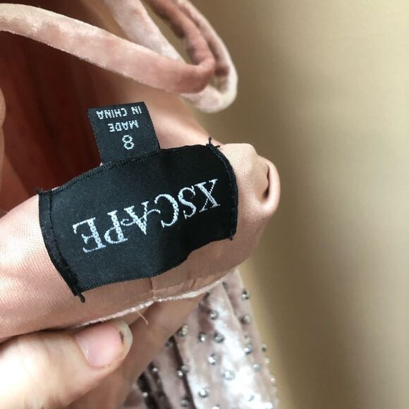 Xscape Crushed Velvet Halter Sheath Gown with open back (8) - Picture 8 of 13